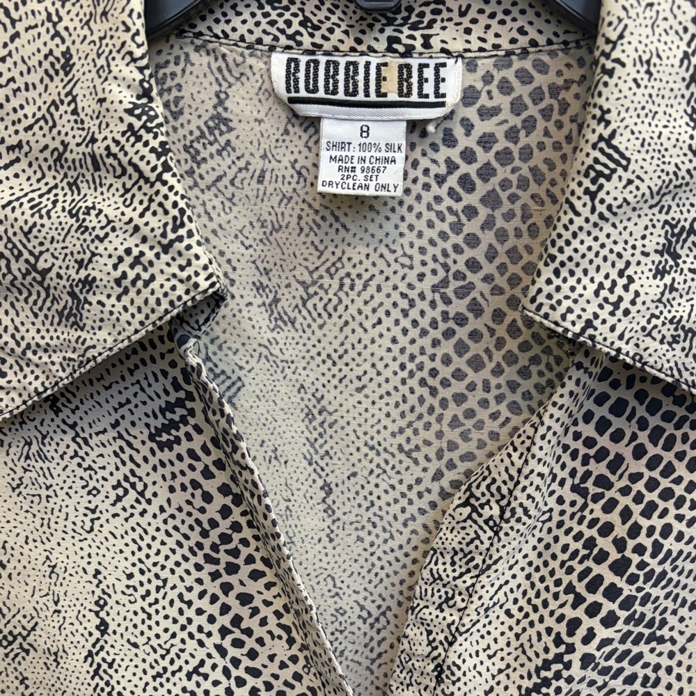 Robbie Bee Vintage Silk Snake-Print Button Down Top Animal Print Y2K - Picture 2 of 10